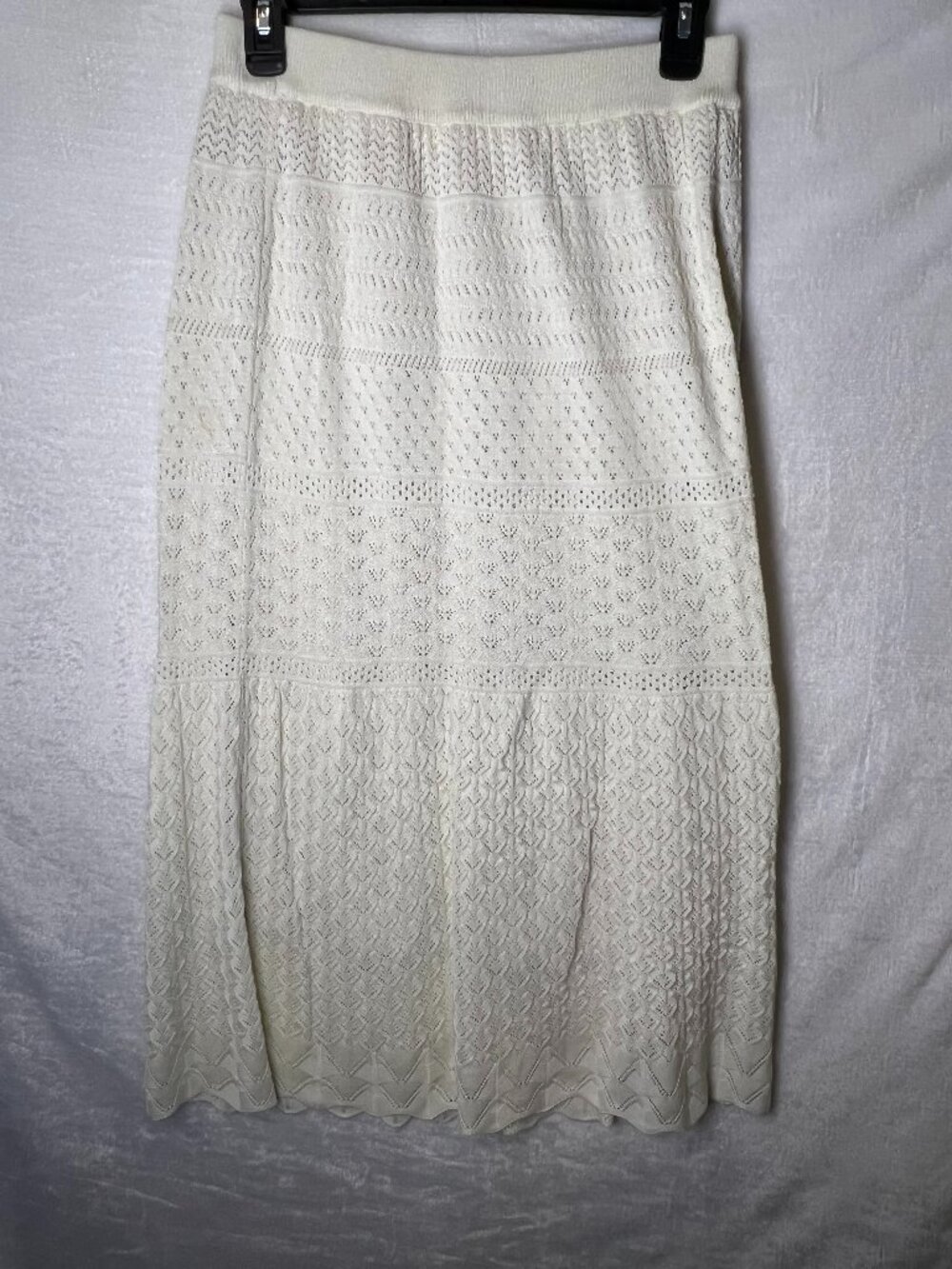 rope picnic boho maxi skirt, crochet cream skirt sz 8-10